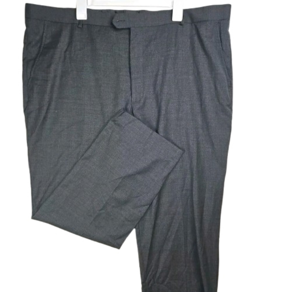 🛍 Stafford Travel Classic Fit Pleated Pants 44x30 Mid Grey Year-Round Tailored